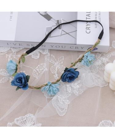 Flower Crown Floral Headband for Women Girls Flower Headbands for Girls Women Flowers for Hair Blue Floral Hair Accessories for Girls Teenagers Flower Hair Band Floral crown for Girls Women - Buy Online on GoSupps.com