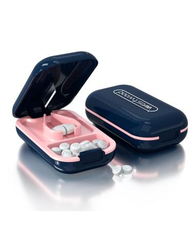 CFMOUR Small Pill Cutters - Pill Cutter Splitter for Small and Tiny Pills Portable Pill Crusher for Large Pills Professional with Sharp Safe Blade Cuts Vitamins Tablets (Blue)