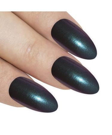 False Nails Bling Art Green Purple Chameleon Almond Stiletto 24 Fake Tips