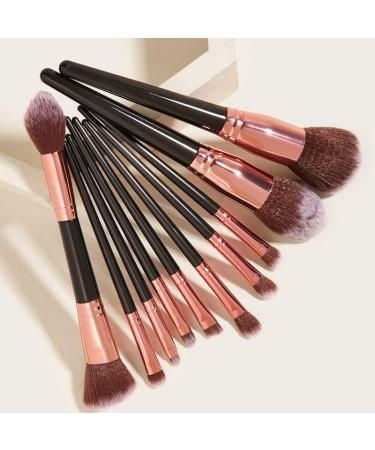 10-Piece Black Makeup Brush Set - Large Foundation & Cosmetic Brushes for Perfect Application - Buy Online on GoSupps.com