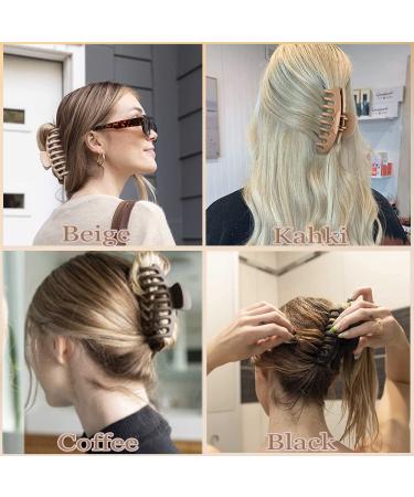 Large Hair Claw Clips 8 Pack - Strong Hold Matte Hair Clamps for Women & Girls - 4 Acrylic & 4 Rectangle Hair Claw Clips for Thick & Thin Hair - Buy Online on GoSupps.com