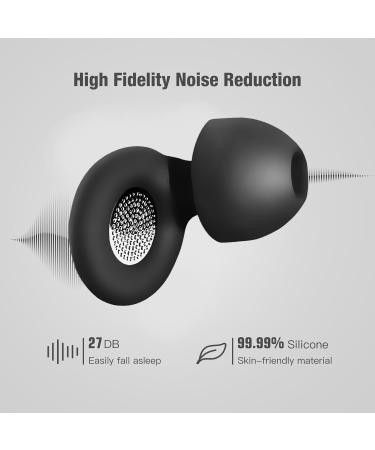 Buy Noise Cancelling Ear Plugs for Sleeping - Reusable Silicone - Perfect -27dB Noise Reduction - Hearing Protection for Study & Work - 4 Sizes XS/S/M/L - Black - Buy Online on GoSupps.com