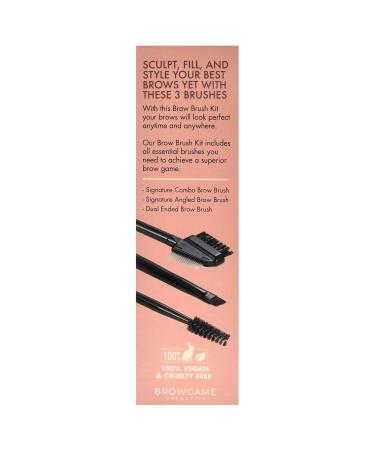 Brow Brush Kit - Premium Synthetic Bristles for Defined Edges | Travel-Friendly 3-Piece Set for Brows & Eyelashes | International Shipping Available - Buy Online on GoSupps.com