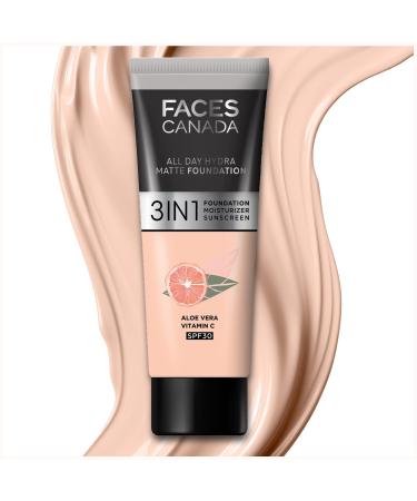 Hydra Matte Foundation - Mini | 3-in-1 Foundation + Moisturizer | Aloe Hydration & Vitamin C | Long Wear | Medium to High Buildable Coverage | Rose Ivory 15ml