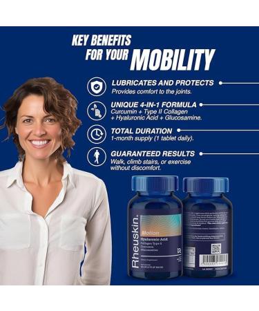 Rheuskin Motion 3 Pack Advanced Joint Support: Hyaluronic Acid + Glucosamine + Curcumin + Type II Collagen Flexibility Mobility & Comfort 90 Caplets 850 mg - Buy Online on GoSupps.com