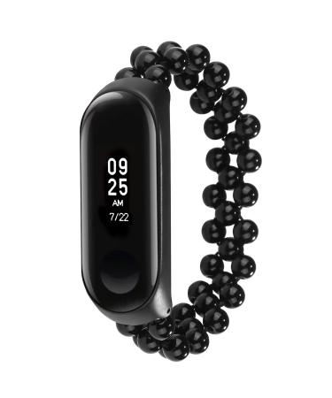 Ruirdot compatible with mi band 5 ligaments handmade fashion women girls elastic pearl bracelet quick lock girl watch bracelet replacement bracelets for mi band 5/mi band 6 r05