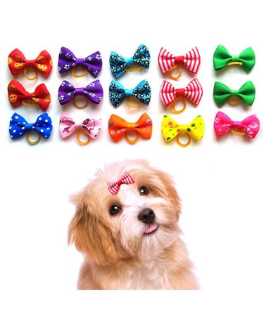 Tsuwno dog hair jewelry: 15 pieces. Dog hair loops with rubber band for long-haired pets.Colorful accessories for dogs cats & puppies in a random color selection.
