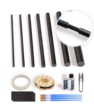 Fishing Rod Repair Kit Complete,All-in-one Supplies with Glue for Freshwater & Saltwater Broken Fishing Pole Repair with Carbon Fiber Sticks,Rod Building Epoxy Finish Inserts-Kit