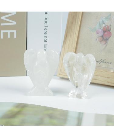 Lovionus89 Hand-Carved White Quartz Guardian Angel Statue - 5cm Healing Crystal Decoration for Home & Bag - Buy Online on GoSupps.com
