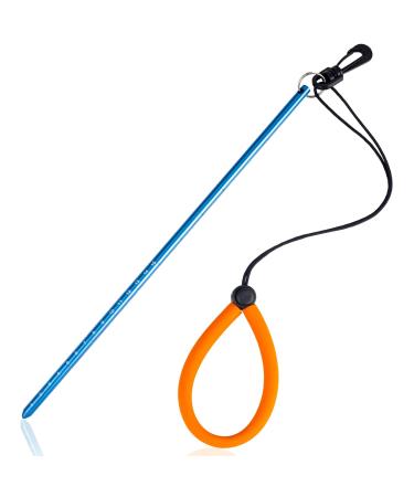 Pecihiko Scuba Diving Stick, 13'' Aluminium Alloy Lobster Tickle Stick Pointer Rod with Measurement, Adjustable Lanyard and Swivel Snap Bolt for Underwater Shaker Noise Maker Snorkeling Blue