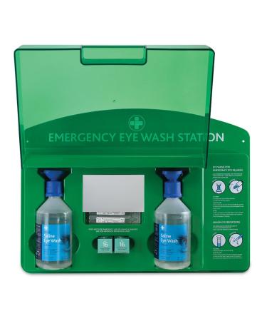 RELIANCE MEDICAL REL919 Complete Emergency Eye Wash Station with 20ml Pods/500ml Bottles/Eye Pads/Mirror 1 Count (Pack of 1) REL919