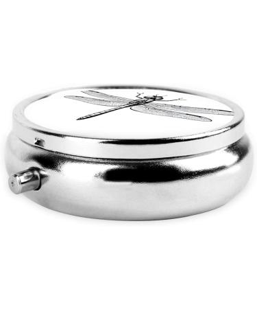 Dragonfly Round Pill Box - 3 Compartment Mini Decorative Organizer for Travel | Portable Vitamin & Medicine Holder - Buy Online on GoSupps.com