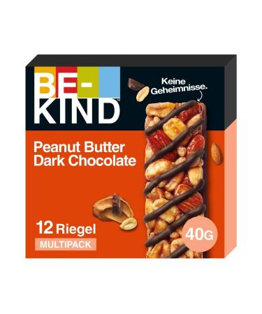 Bekind bar gluten-free snack bar peanut butter dark chocolate high fiber content without artificial color aroma or preservatives 12 x 40g peanut butter Dark chocolate single