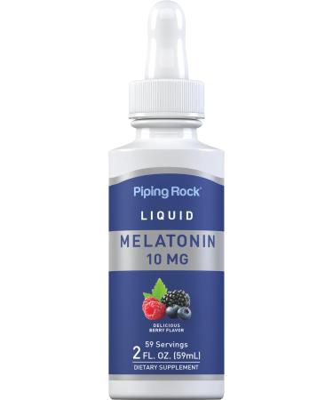 Piping Rock Liquid Melatonin 10mg | 2 fl oz | Berry Flavor Drops | Non-GMO Gluten Free Adult Supplement