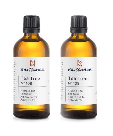 Naissance Tea Tree Essential Oil (No. 109) - 200ml (2 x 100ml) - Pure Natural Cruelty Free Vegan & Undiluted - for Diffusers Aromatherapy & Homemade Formulations