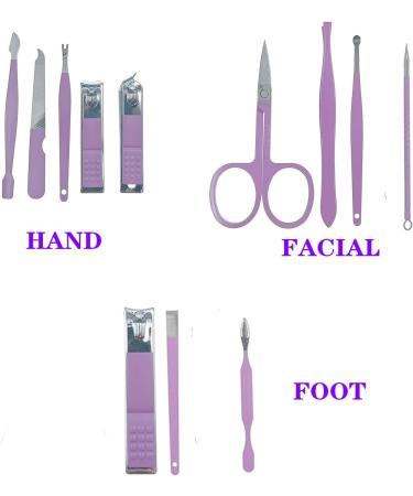 ZHIYE 12 Pcs Stainless Steel Nail Clippers Set - Professional Manicure Pedicure Kit in Purple - Buy Online on GoSupps.com