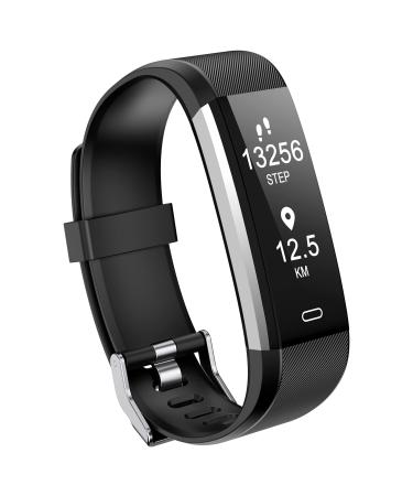 Poiuzet Fitness Tracker, Activity Tracker with Heart Rate and Sleep Monitor, Waterproof Health and Step Tracker for Women Men, Calories Counter Pedometer Watch with Call & Message Alert black