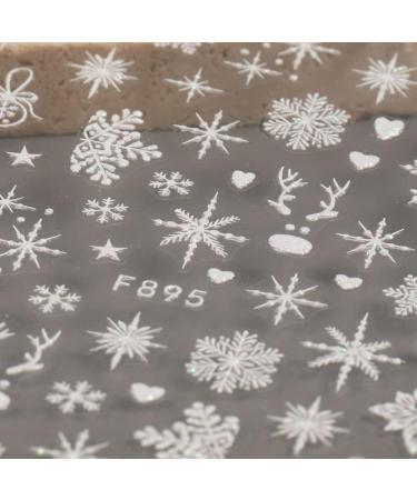 8 Sheets Christmas Nail Art Stickers Decals Self-Adhesive White Snowflakes Winter Nail Supplies Nail Art Design Decoration Accessories Glitter White & White - Buy Online on GoSupps.com