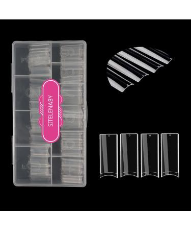 SITELENABY No C Curve XL Nail Tips 500PCS Tapered Square Flattened Half Cover False Nails for Nail Salons and DIY French ABS Nail Tips(XL no c square 500pcs)