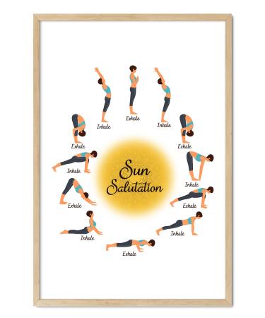 Teevoke 16x24 - Yoga Inhale Exhale Sun Salutation Poster Unframed, Beginning Yoga Poster, Yoga Flow Poster, Meditation Posters, Morning Yoga Poster, Yoga Poster With Poses, Surya Namaskar (No Frame)