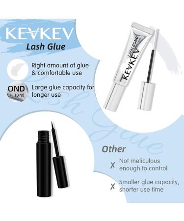 KevKev 10ml Waterproof Eyelash Glue for Lash Clusters & Extensions - Long-Lasting Bond - Includes Lash Brush & Remover Swabs - Clear Lash Adhesive - Buy Online on GoSupps.com
