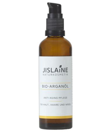 Jislaine Organic Argan Oil 75 ml is: Unrefined vegan and without palm oil | For skin hair & nail care - glass bottle