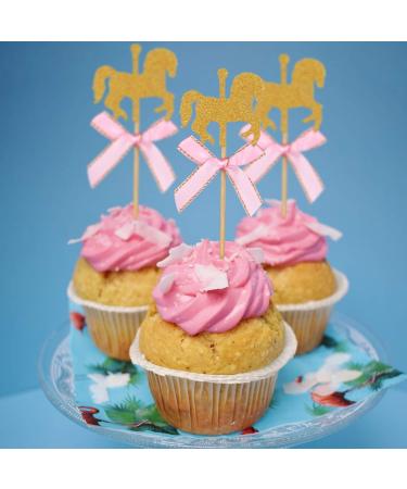 TOYANDONA Lovely Carousel Horse Cupcake Toppers Cake Picks for Kids Birthday Wedding Baby Shower Party Cake Decoration 20 Pieces - Buy Online on GoSupps.com