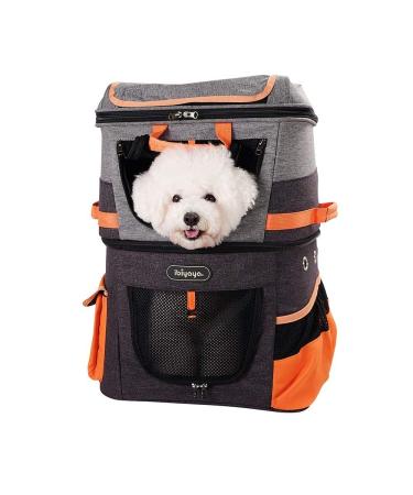 ibiyaya Pet Backpack with Two Compartments for Small Cats and Dogs Ideal for Outdoor Activities Hiking Camping Trips.