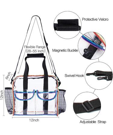 MOFASVIGI Clear Stadium Approved Tote Bag - Waterproof Transparent Rainbow Design for School, Concerts & Travel - Buy Online on GoSupps.com