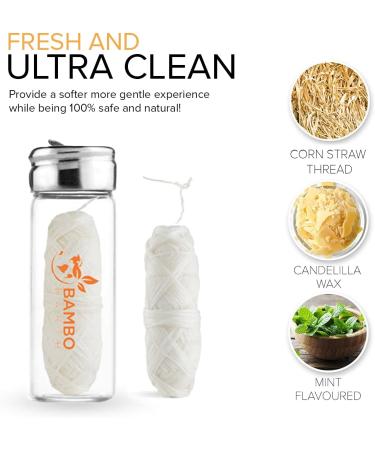 Biodegradable Mint Dental Floss | Refillable Glass Holder | 100% Organic Cruelty-Free & Vegan | Eco-Friendly & Compostable - Buy Online on GoSupps.com