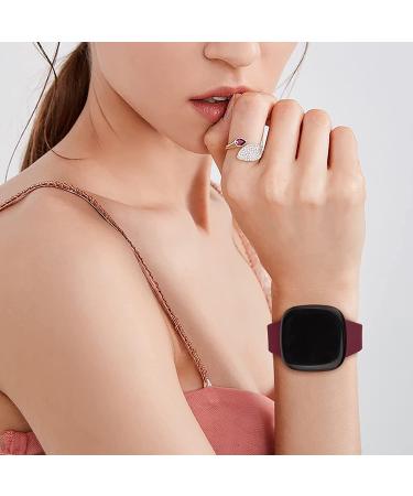 Fitbit Versa 3 & Fitbit Sense Bands - Pack of 3 Soft Silicone Replacement Wristbands in Wine Red, Pink Sand, and Grey - for Men and Women - Buy Online on GoSupps.com
