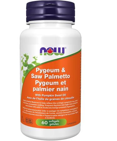 NOW Supplements Pygeum and Saw Palmetto 25/80mg Softgels 60 Count