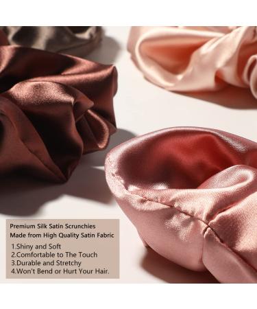 Artilady Large Satin Scrunchies 4-Pack - Silk Hair Scrunchies for Women - Soft Hair Ties and Wrist Accessories - Birthday Gift - Pink Rose Gold Brown Taupe - Large Size - Buy Online on GoSupps.com