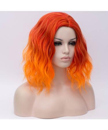 Buy Women's Short Orange Wig - 40cm Curly Imitation Real Hair for Halloween & Cosplay - Buy Online on GoSupps.com
