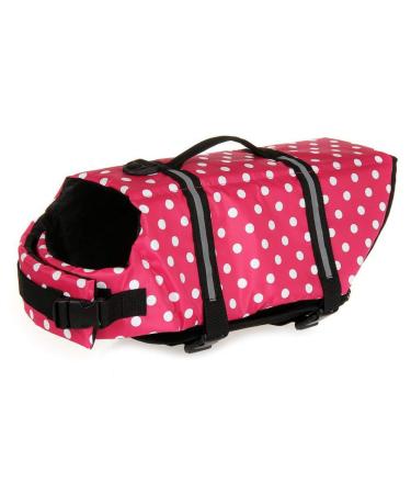 TESOON Dog Life Jacket Quick Release Easy-Fit Adjustable Pet Saver Life Jacket Dog Life Preserver Dog Life Vest Large Red Dot