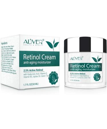 Retinol Night Cream Moisturiser for Face & Eyes High Strength 2.5% with Hyaluronic Acid Vitamin E Vitamin B5 Jojoba Oil Green Tea Shea Butter Wrinkle Anti-Aging Moisturiser 50ml - Buy Online on GoSupps.com