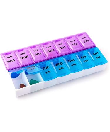 14 Compartments Pill Organizer Box - Weekly AM PM Medication Storage for 7 Days Twice a Day Dose Case - Buy Online on GoSupps.com