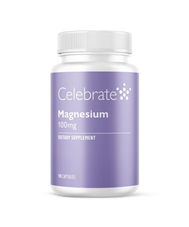 Celebrate Vitamins Magnesium - 100 mg Chelated Magnesium Bisglycinate Capsules for Sleep Support and Muscle Cramp Defense, Vegan and Gluten Free, 90 Count