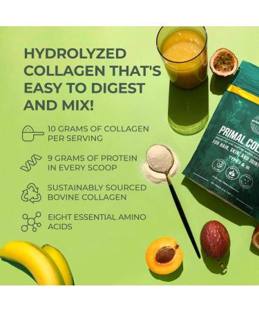 Primal Harvest Collagen Powder - Type I & III Peptides for Hair Skin & Nails | Unflavored 10 Oz | Buy Online Internationally - Buy Online on GoSupps.com