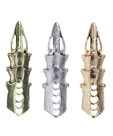 Frcolor full finger armor ankle ring Halloween costume claws fake nail ring set joint movable Gothic fingernail fingernail claw for men girls girls 3st