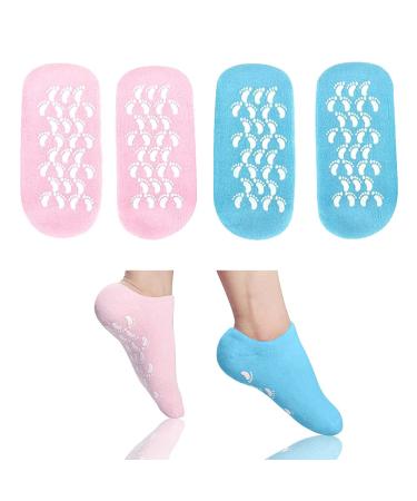 2 Pairs Moisturising Socks Moisture Gel Socks Soft Moisturising Foot Socks for Women and Men Gel Socks for Moisturising Dry Feet Cotton Gel Toe Moisturizing Spa Silicone Socks(Blue Pink) - Buy Online on GoSupps.com