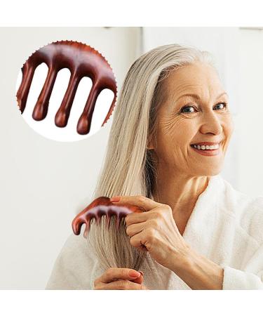 Head Meridian Massage Comb - Green Sandalwood Therapy Comb with 5 Wide Teeth for Hair & Blood Circulation - Enhance Acupuncture Experience - Buy Online on GoSupps.com
