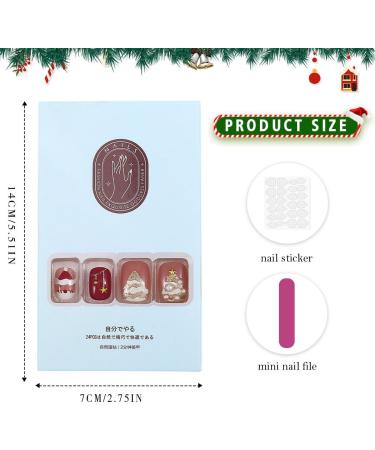 Christmas False Nails Set - Red Nude Snowflakes Xmas Press On Nails for Women (24pcs) - Buy Online on GoSupps.com
