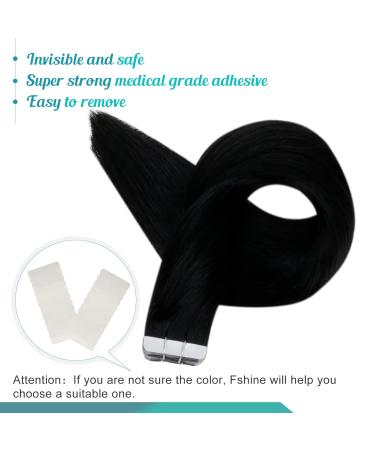 Buy FSHINE Black Tape In Extensions - Real Hair Deep Black 30cm 20 Pieces Remy Human Hair Smooth & Straight 30g - Shop Internationally! - Buy Online on GoSupps.com