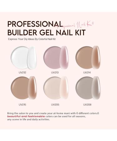 Morovan 5 in 1 Builder Gel Nail Kit - 6 Colors with Mini UV Light & Top Coat for Nail Extensions | 15ml Builder Gel - Buy Online on GoSupps.com