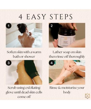 Moroccan Black Soap and Exfoliating Glove Kit for Body Scrub | Dead Skin Remover & Deep Pore Cleanser | Olive Based Soap & Kessa Mitt | Includes Toiletry Bag | Moroccan Sou - Buy Online on GoSupps.com