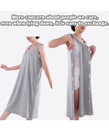 Post Shoulder Surgery Shirt - Snap Open Tearaway Cotton Tee for Chemo Dialysis & Rehab - Soft & Comfortable Carewear in Gray - Large - Buy Online on GoSupps.com