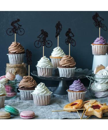 BIABISD 12 PCS Bicycle Cupcake Toppers Glitter bicycle Themed Cupcake Toppers sport Theme Birthday Party Cake Decorations Supplies - Buy Online on GoSupps.com