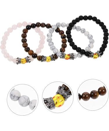 SOIMISS Crystal Stone Yoga Decor 4pcs Beaded Wrist Chain for Couples | Chakra Copper Beads Bracelet | Motion Sickness Relief - Buy Online on GoSupps.com