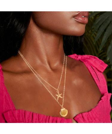 Yalice Layered Starfish Necklace - Boho Shell Jewelry for Women & Girls | Gold International Shipping - Buy Online on GoSupps.com